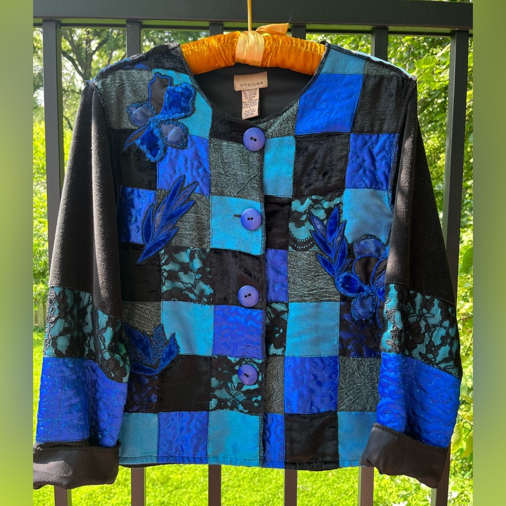 Vibrant Quilted Blazer Jacket Size S by Choices